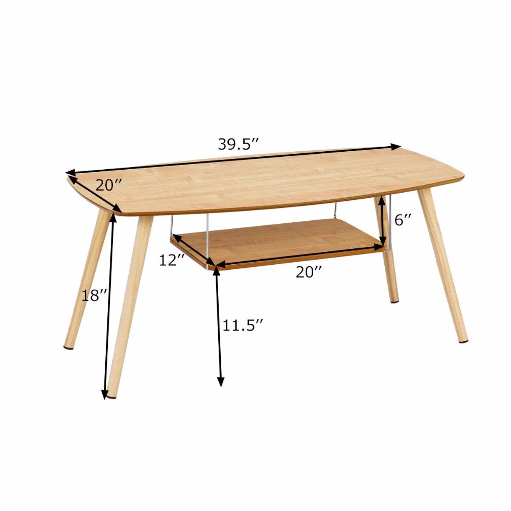 Giantex Coffee Table End Side Table Solid Wooden Legs W/Storage Shelf Living Room New Home Furniture HW59269 Giantex Coffee Table End Side Table Solid Wooden Legs W/Storage Shelf Living Room New Home Furniture HW59269