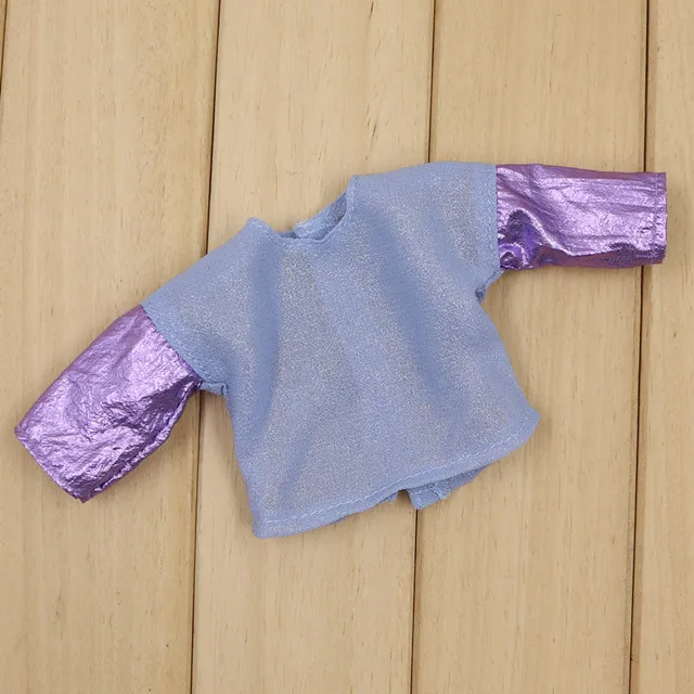 Костюм одежды для куклы Blyth фиолетовая шифоновая футболка и джинсовые штаны для 1/6 BJD ICY NEO Pullip - Цвет: T-shirt