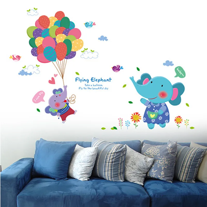 Tofok Кролик Воздушный шар DIY наклейки на стену детская спальня гостиная мультфильм наклейки на стены Отделка детской стены мебель Фреска