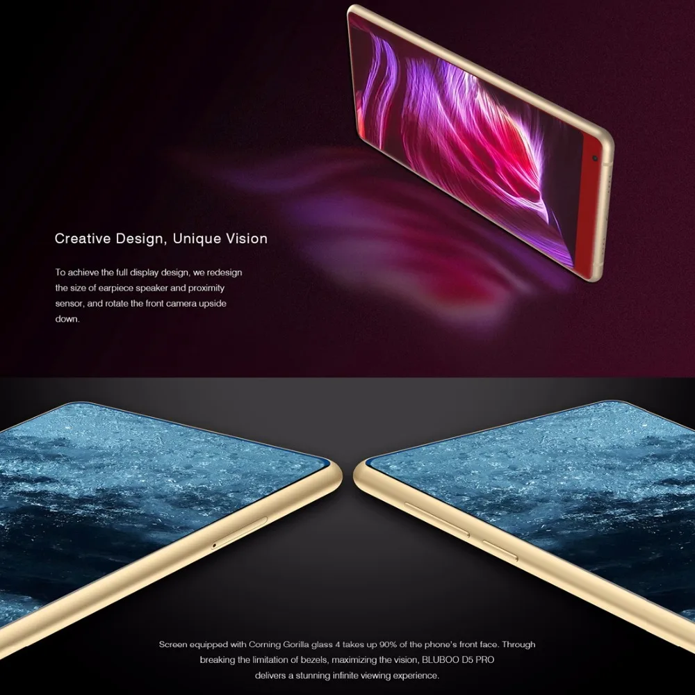 Original Bluboo D5 Pro Smartphone 5.5'' IPS Screen MTK6737 Quad Core 3GB RAM 32GB ROM Android 7.0 Rear Fingerprint OTG Cellphone