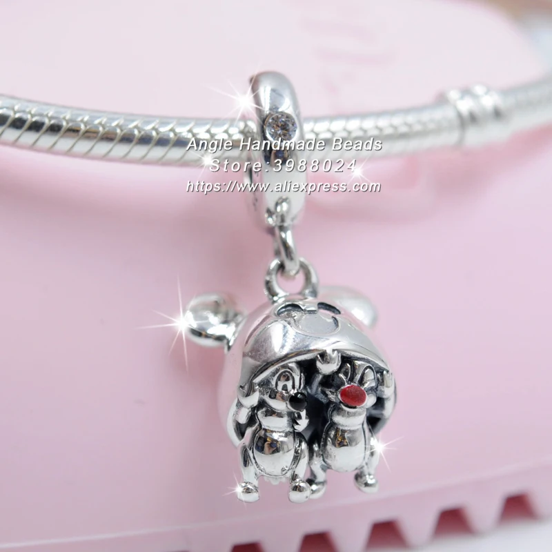 

2019 Release Disn ey Parks Collection Sterling Silver Chip 'n Dale Mickey Ear Hat Dangle Charm Fit European Bracelets Necklaces