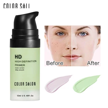 

11.11 Color Salon face Care Corrector Primer 12ml green&purple Easy to Absorb Smooth Makeup Base Cream Natural Moisturizer