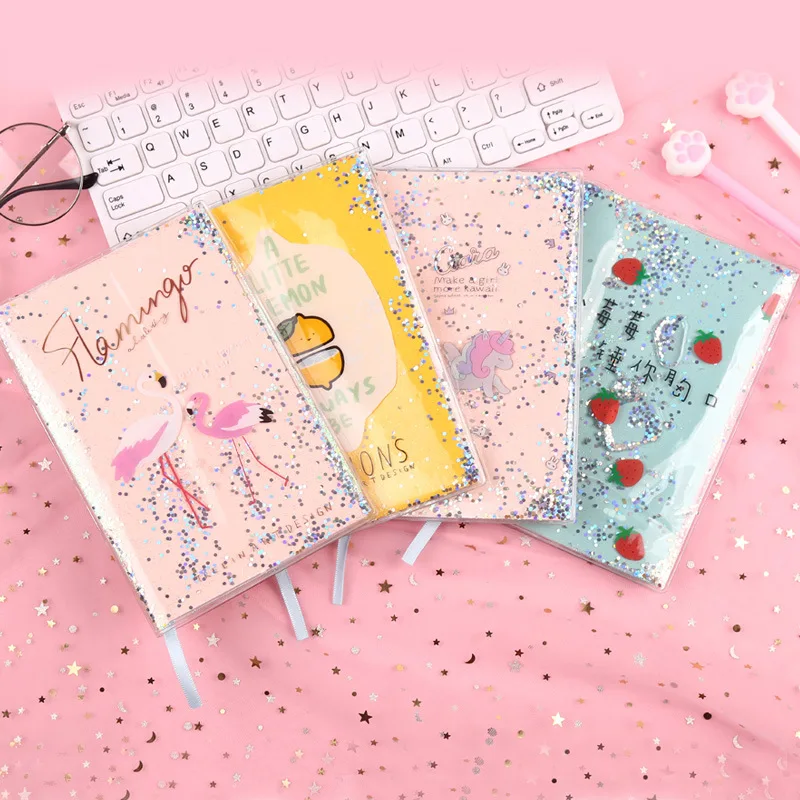 

1Piece Girl Heart Creative Sequins Quicksand Student Notepad Dream Into Oil Gel Set Diary Notebook Notebook Book