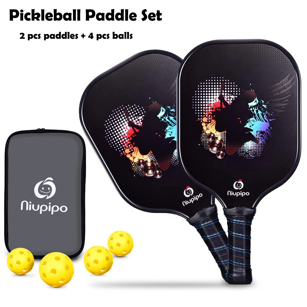 

New Graphite Pickleball Paddle 2 Paddles 4 Pickleball Balls Carbon Fiber Face Pickleball Racquet Nomex Honeycomb Core Racket