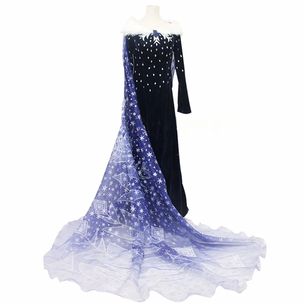 

2017 Adventure Elsa Cosplay Costume Princess Fancy Dress Sequined Outfit Snow Adult custom made High Quality