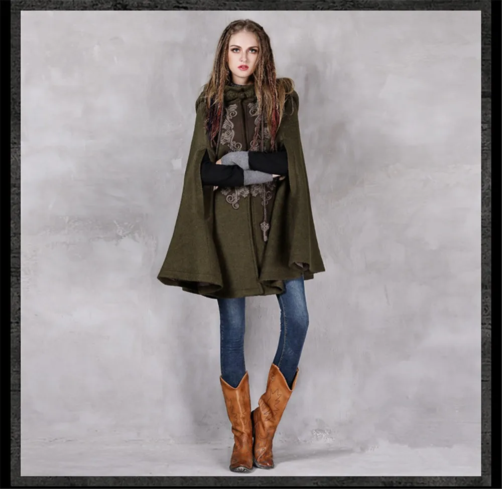 Vintage Hooded Coat Women 2016 Wool Viscose Cloak Floral Embroidery Thicken Warm Winter Coat Casaco Feminin  Personal Tailor (12)