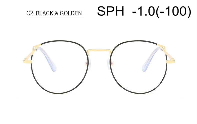 SUMONDY Рецептурные очки для близорукости SPH от 0 до 6,0 женщин мужчин изысканные кошачьи очки для близоруких конечного продукта UF54 - Frame Color: BLACK/GOLDEN (-1.0)