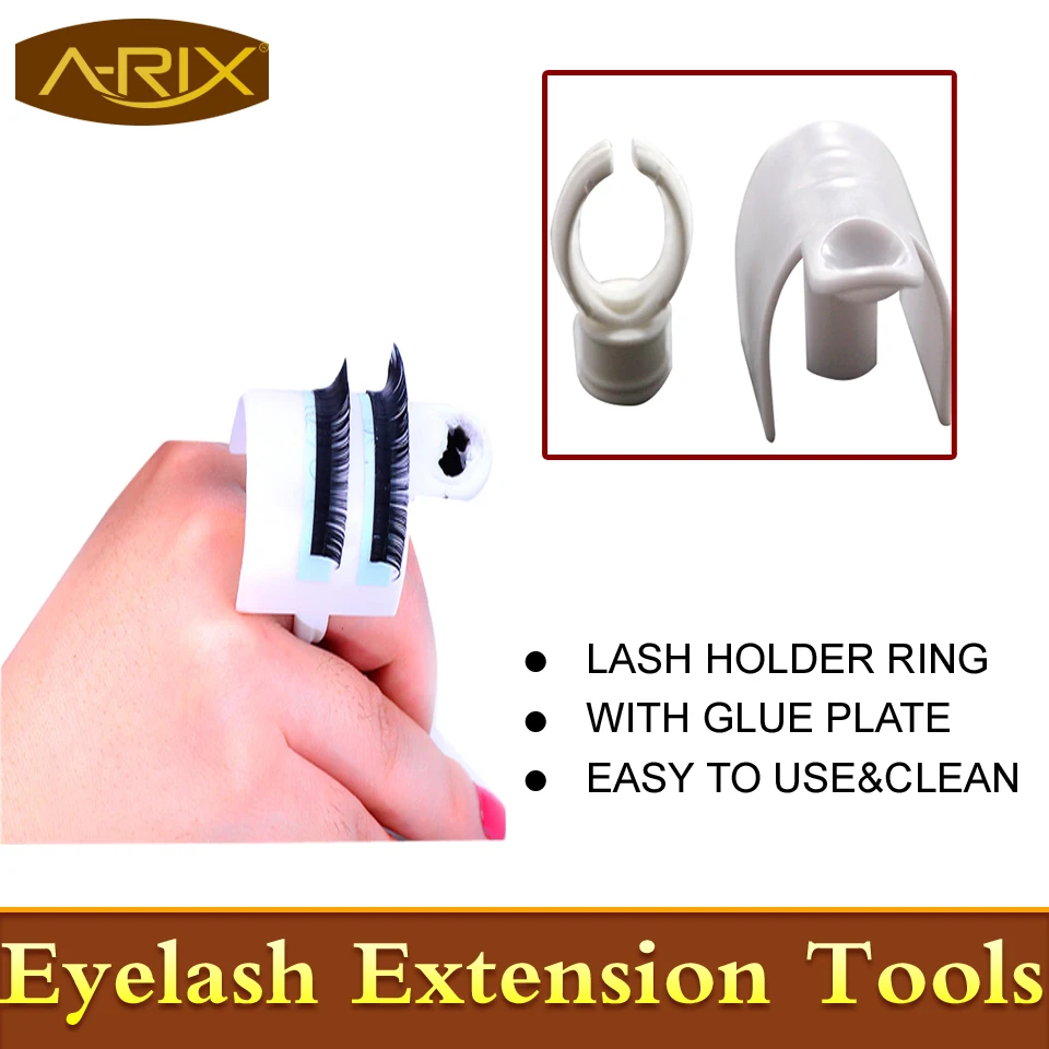 

4sets Lash Holder Ring with Glue Plate for eyelash extension U band lash holder smart glue ring o disk lashes makeup tool