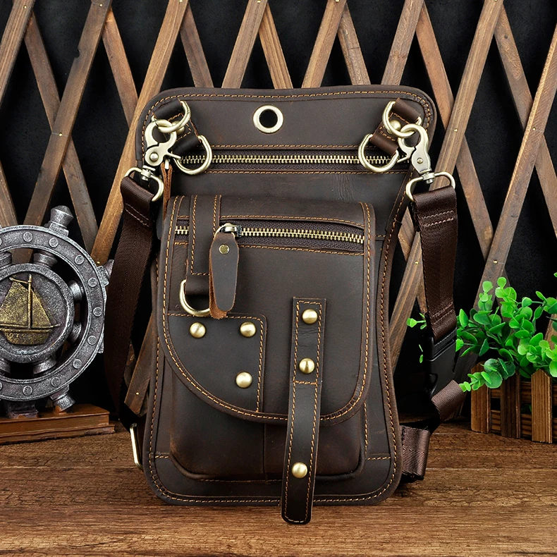 Оригинальная Кожаная многофункциональная мужская дорожная сумка через плечо сумка-мессенджер с крючком и ремнем поясная сумка чехол для телефона 2141-c