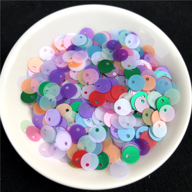 

800pcs(20g) Matte Mixed Color 6mm Flat round loose Sequins Paillettes Sewing Craft, Women Garment accessories with 1 side hole