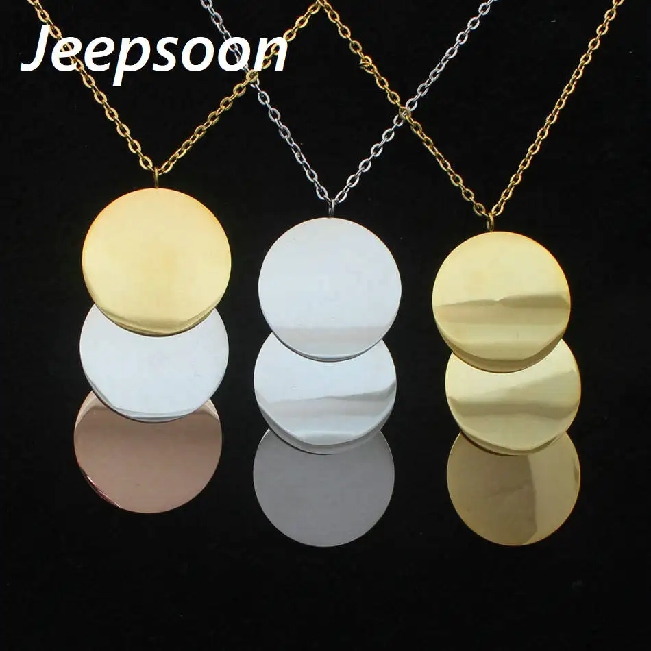 

Wholesale Fashion Stainless Steel Jewelry Round Necklace Pendant & Earrings Set For Girls Women Jeepsoon SEDHFACA