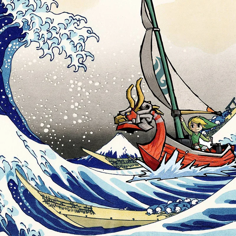 Легенда о Зельде Windwaker The Great Wave художественный холст постер картина маслом
