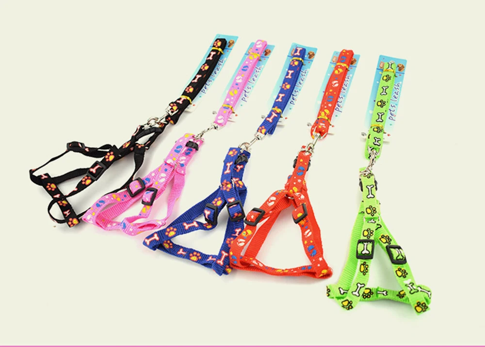 

12pcs/lot New Dog Collars Polyester Cartoon printed Leads Pet Harness Chain Rope For Small Dogs Cats