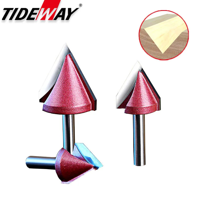 

Tideway 1pc 6mm Shank V Bit CNC 3D Router Bits for Wood Solid Tungsten Carbide 60 90 120 150 Deg MDF Woodworking Milling Cutter