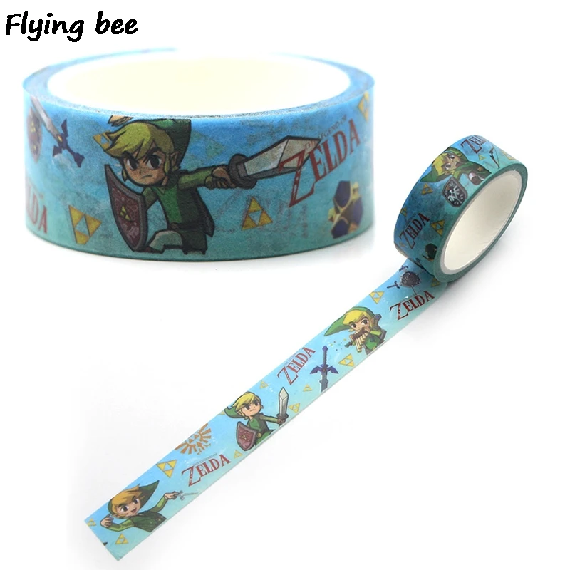 

Flyingbee 15mmX5m Paper Washi Tape Game Anime Adhesive Tape DIY Scrapbooking Sticker Boys Cool Label Masking Tape X0330