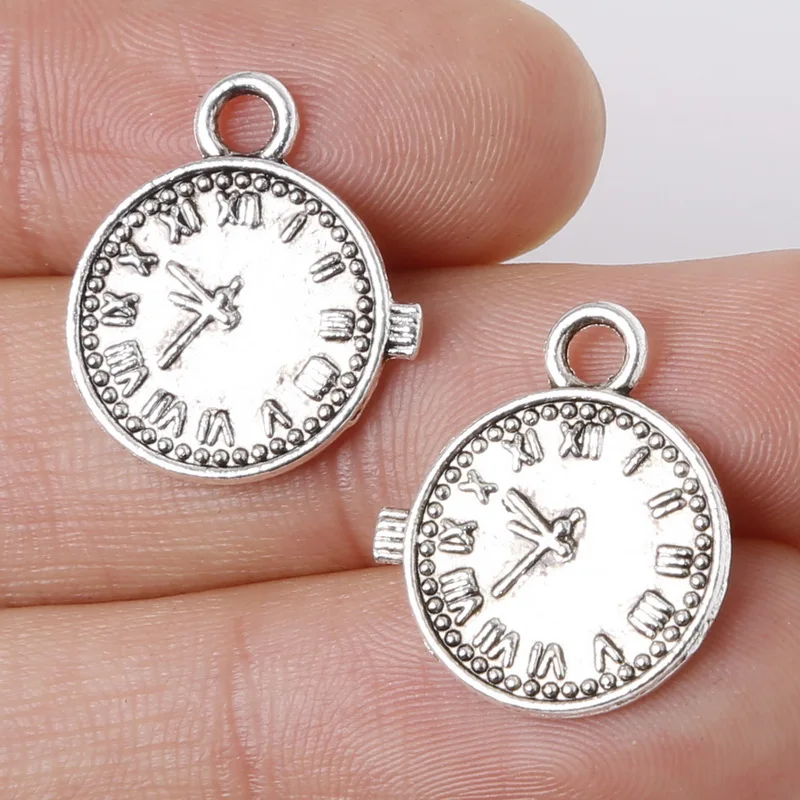 

10pcs/lot 16*19mm Metal Pendant Antique Silver Plated Clock Charms Pendants For Necklace Bracelet Jewelry Findings DIY Handmade