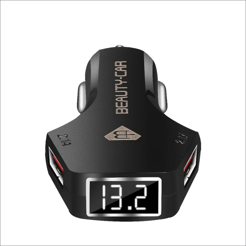 USB Car Charger outlet with Dual 2 usb ports cigarette lighter socket splitter plug power adapter for fast mobile Phone charging - Название цвета: Black