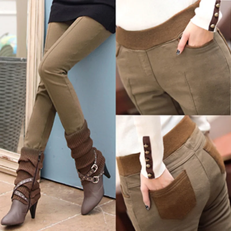 

Winter Women Mid Waist Straight Full Length Pants Womens Casual Trousers Large Size 6XL OL Thick Warm Pants Womens Slacks CS384