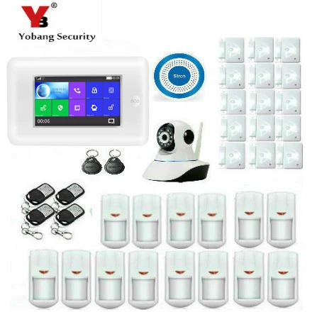 

Yobang Security Smart Wireless Wifi 2G APP Control SMS Burglar Alarm System 4.3inch TFT Display With Smoke Fire Sensor Detector