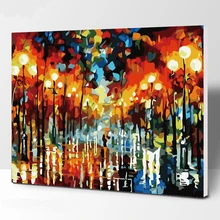 Тихая ночь и фейерверк DIY живопись по номерам ручная роспись маслом для гостиной домашнее произведение искусства, Декор настенный 40*50 см