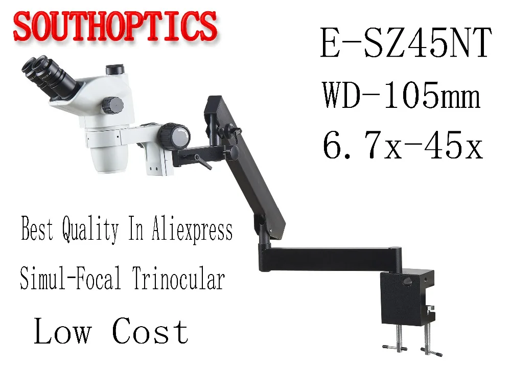 Профессиональный E-SZN45 6.7X-45X Тринокулярный симуль фокусное расстояние стерео зум микроскоп головка WF10X окуляр Микроскоп аксессуары