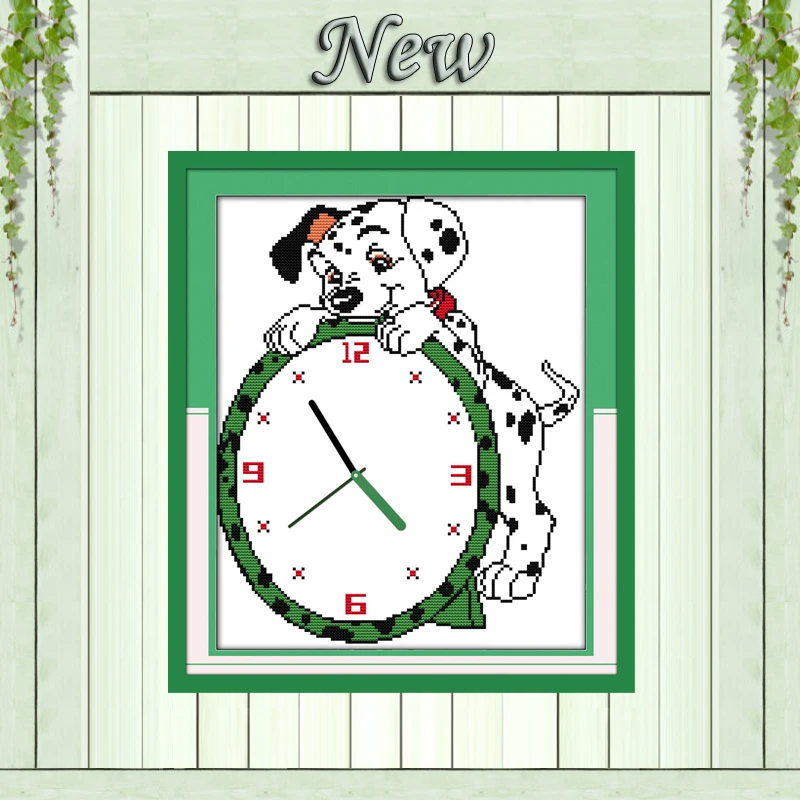 

Dog hold on times clock diy paintings counted print on canvas DMC 14CT 11CT Chinese Cross Stitch Needlework Sets Embroidery kits