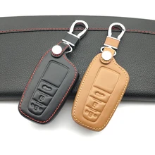 Camada superior de couro Genuíno tampa da chave do carro de Couro para Toyota Camry 2017 2018 CHR Prius Corolla RAV4 3 botões do controle remoto controle casca