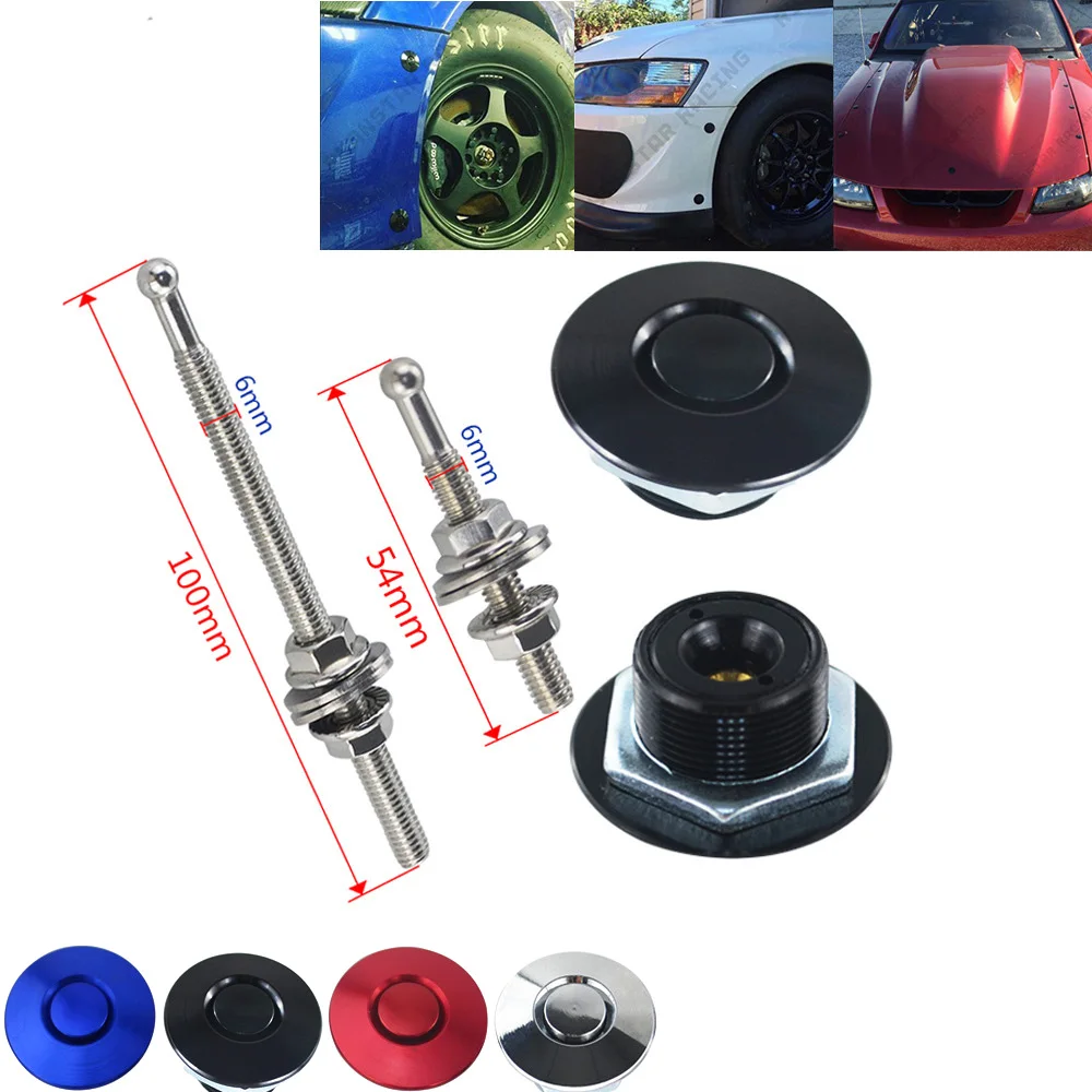 

Universal 32mm Push Button Billet Hood Pins Lock Clip Kit Engine Bonnets Lock Car Quick Latch Car Accessories