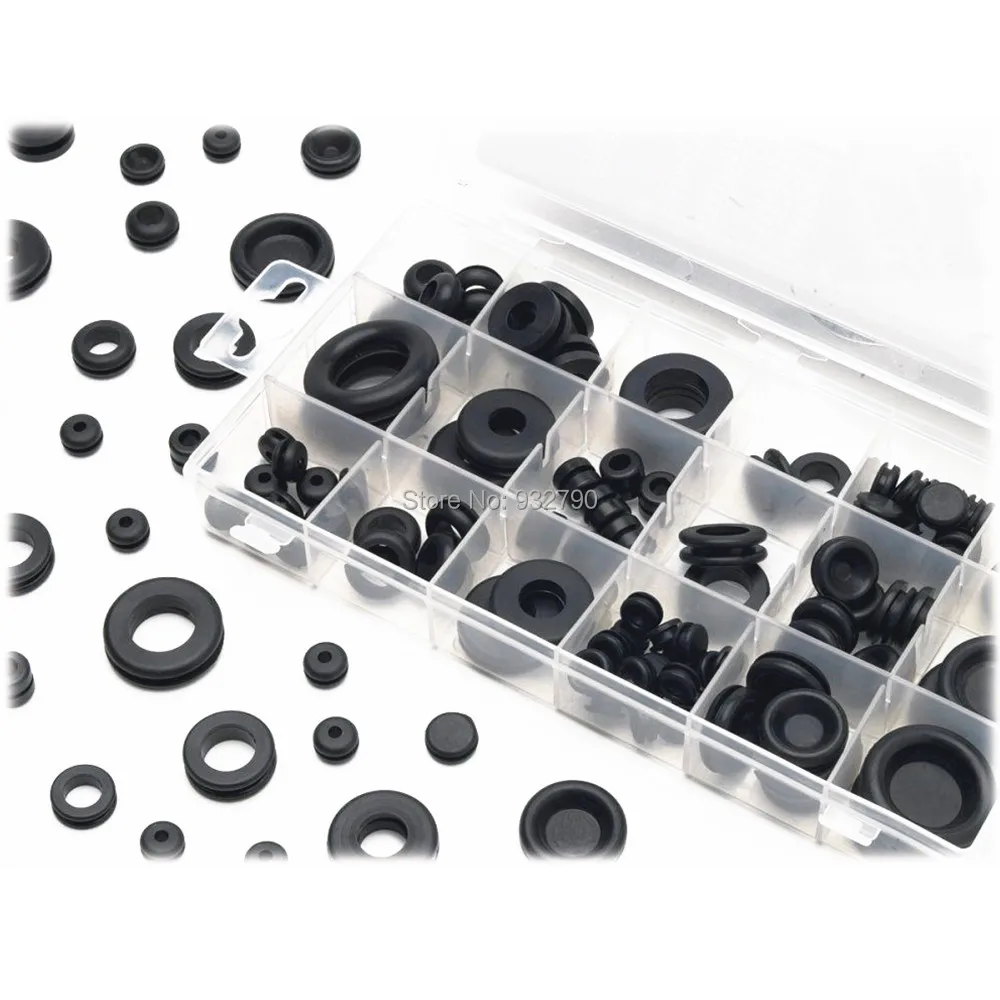 250 PC Rubber Grommet Firewall Hole Plug Wiring Electrical Wire Gasket Assortment Set Kit