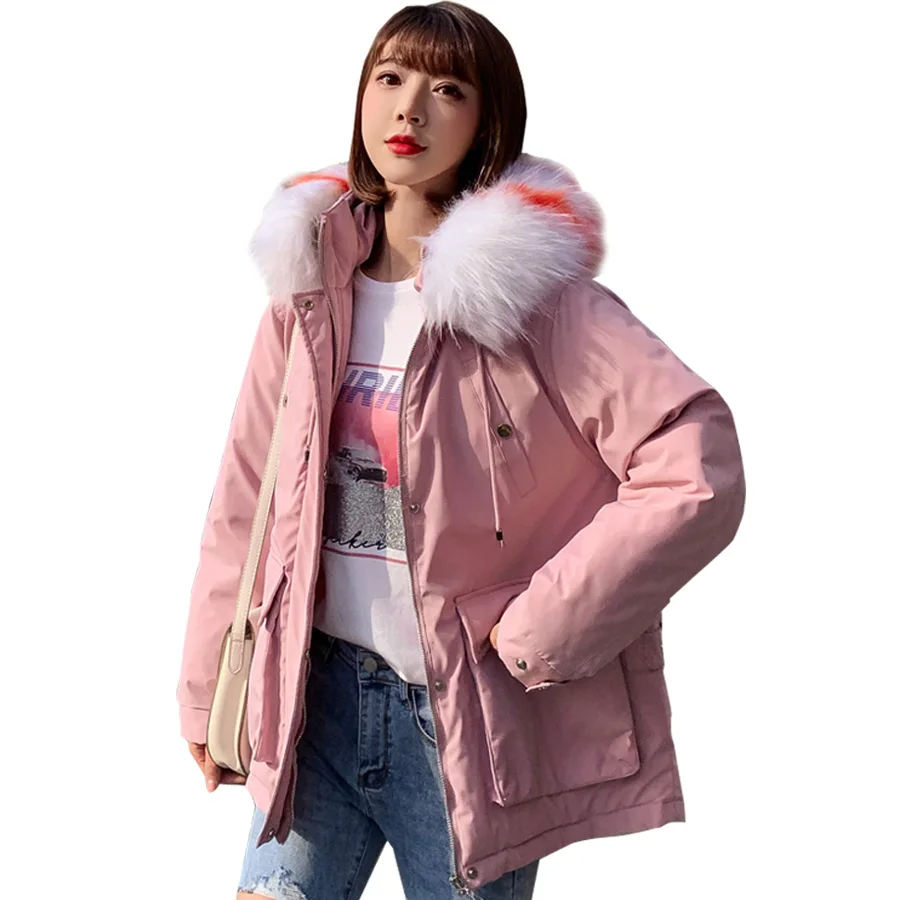 

Winter coat women 2019 fur collar hooded down cotton-padded sustans jacket women parka outwear female chaqueta invierno mujer