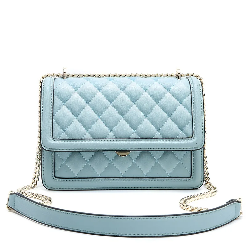 Fashion European and American style high quality cowhide women's bag new leather rhombic chain bag diagonal shoulder bag women