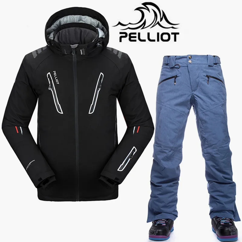 Pelliot العلامة التجارية بدلة تزلج الرجال عالية الجودة للماء سترة تزلج على الجليد السراويل سوبر الدافئة تنفس على الجليد الدعاوى الثلوج مجموعات