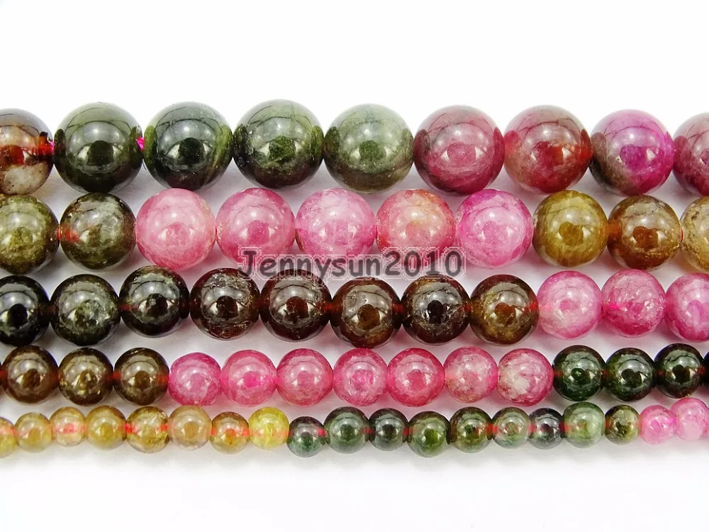 8mm Multicolored Round Tourmaline Gemstone Loose Beads 15/" Strand