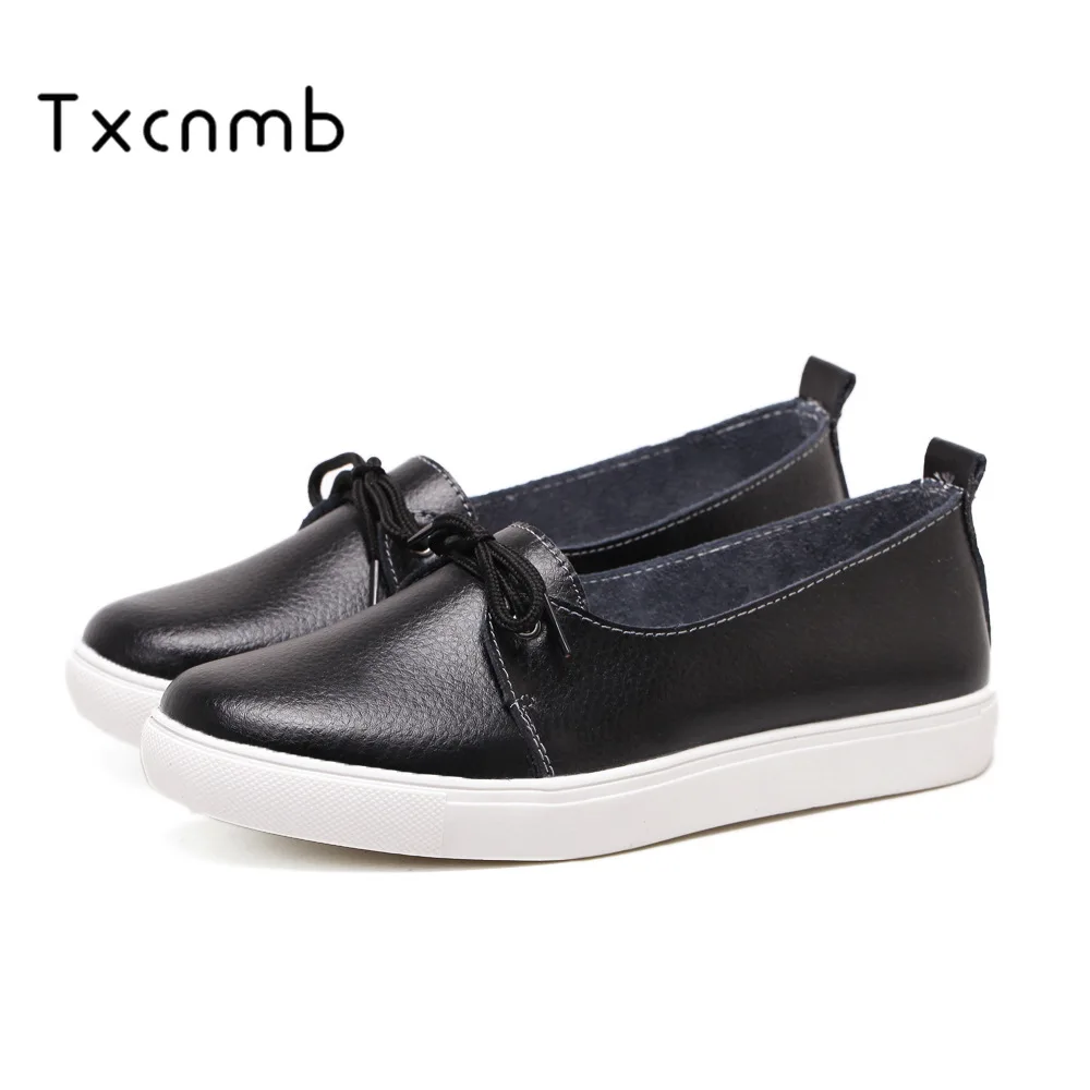 

TXCNMB 2019 new Genuine leather Shoes woman Cow Leather Women Shoes Moccasins Shoes Woman Female Flats Fur Loafers big size 40 9