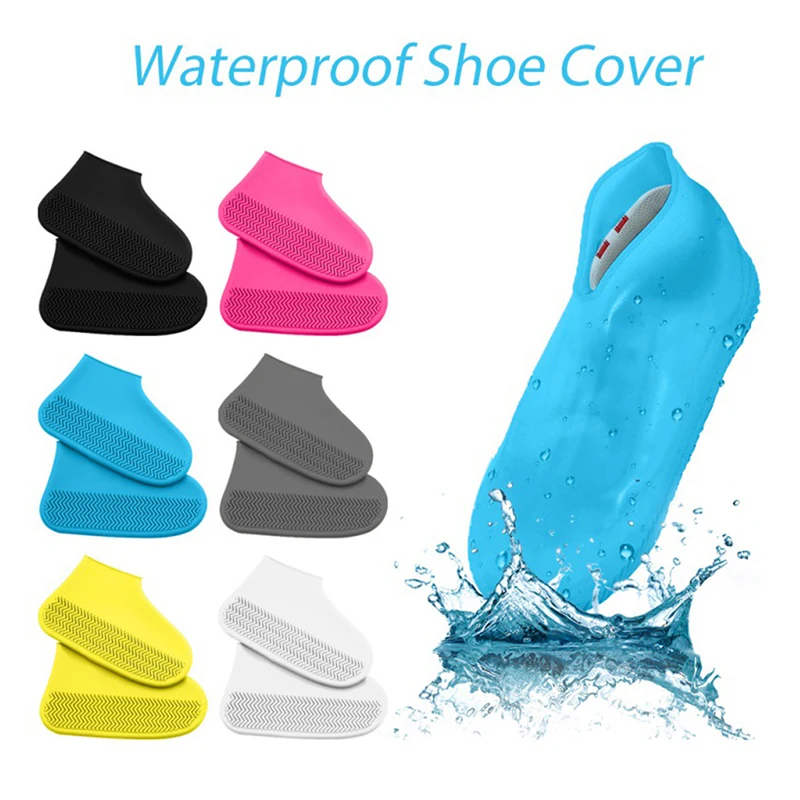 Reusable Thicken Silicone Rain Boots Waterproof Rainproof Shoes Covers Overshoes Adult Kids Non-slip Washable Wear-Resistant