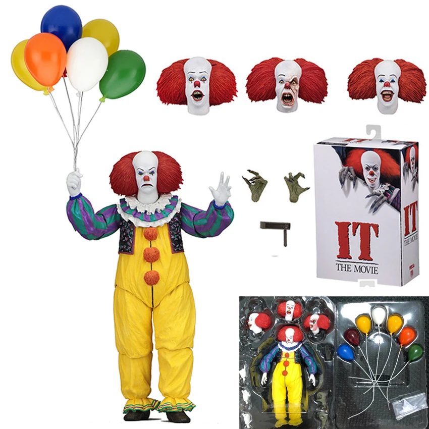 

Horror IT THE MOVIE 1990 Deluxe Edition Stephen King's It Action Figure NECA Pennywise Joker Movable Toy Halloween Collectibles