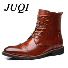 JUQI Men Motorcycle Boots Fashion Ankle Boots Autumn Winter Men's Motorcycle Martin Boots Men Oxfords Shoes Big Size 38-48 unisex leather boots fashion winter autumn motorcycle martin boots men casual ankle boots warm couple snow boots big size