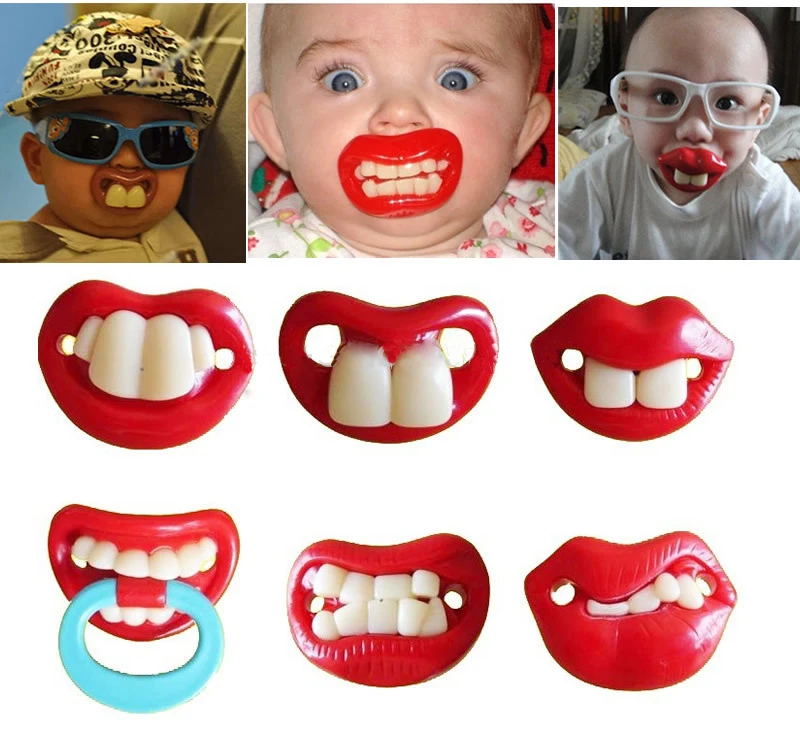 4 Styles Funny Dummy Dummies Baby Pacifiers Novelty Teeth Moustache Kid