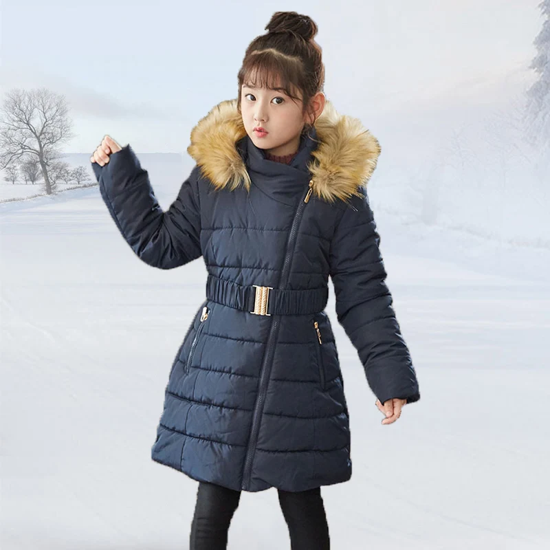 Детская Хлопковая парка с капюшоном меховым воротником|kids winter outerwear|girls coatkids |