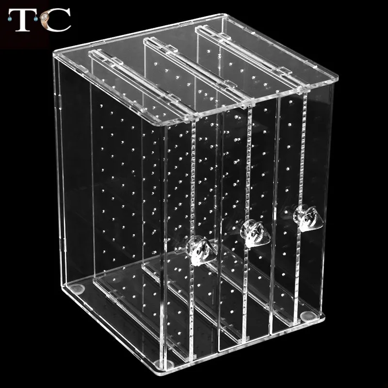 Большая емкость, прозрачная акриловая полка для ювелирных изделий, 3 ящика, держатель для сережек, органайзер для сережек, Пылезащитная коробка для хранения сережек
