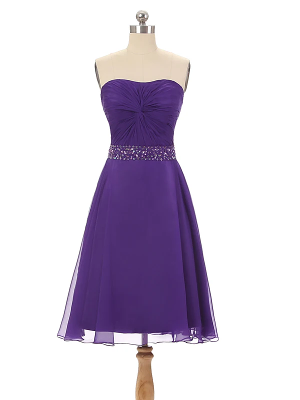 Фиолетовое платье для невесты короткая длина до колена шифон рябить платье подружки невесты в крестьянском стиле Вечерние Платье Юниор