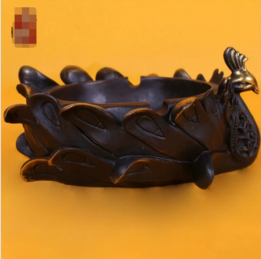 

B0601 510Carving coppersmith phoenix cylinder water ash cylinder handmade carving statue