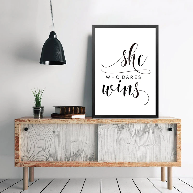 

She Who Dares Wins Quote Prints Wall Art Canvas Painting Personalized English Poster Picture Room Decor Wall Pictures