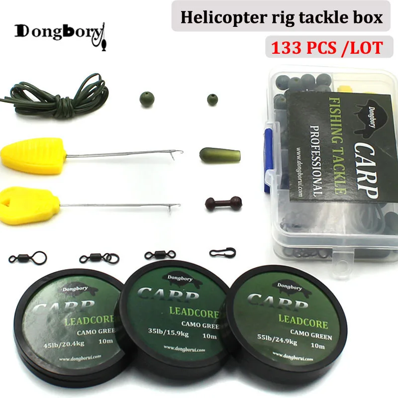

133PCS Carp Fishing Set Tackle Box Kit Combo Helicopter Rig Making Accessories Rigging Bait Needle Rig Sleeve Swivel Bead Tackle