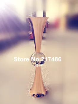 

gold iron chorme Pillar crystal Candle Holder Wedding Centerpieces Table decoration