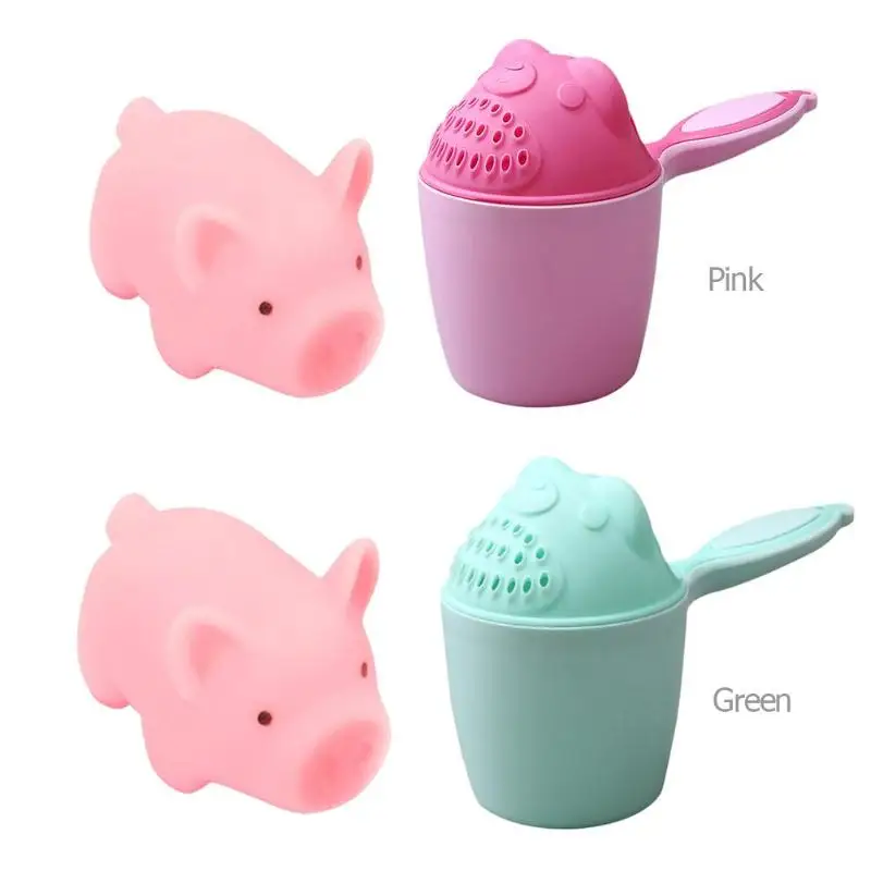 Baby Cartoon Bear Bathing Cup Newborn Kid Shower Shampoo Cup Bailer Baby Shower Water Spoon Bath Wash Cup for 2 Color