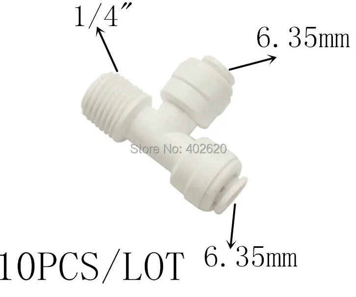

Tee connector,1/4" external thread to double 1/4" quick plug connector,1/4" PE water pipe fitting,10 PCS/LOT free shipping