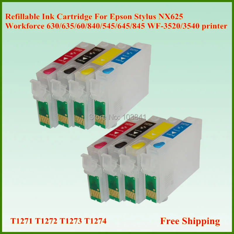 Многоразовые чернильные картриджи 127 T1271 T1272 T1273 T1274 для Epson Workforce 630 635 840 545 645 845