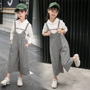 

Girls spring Clothing Set Kids Clothes Cotton Suit For Girl 6 8 12 13 14 Years Children's Costumes Casual Sweatshirt+Jumpsuit