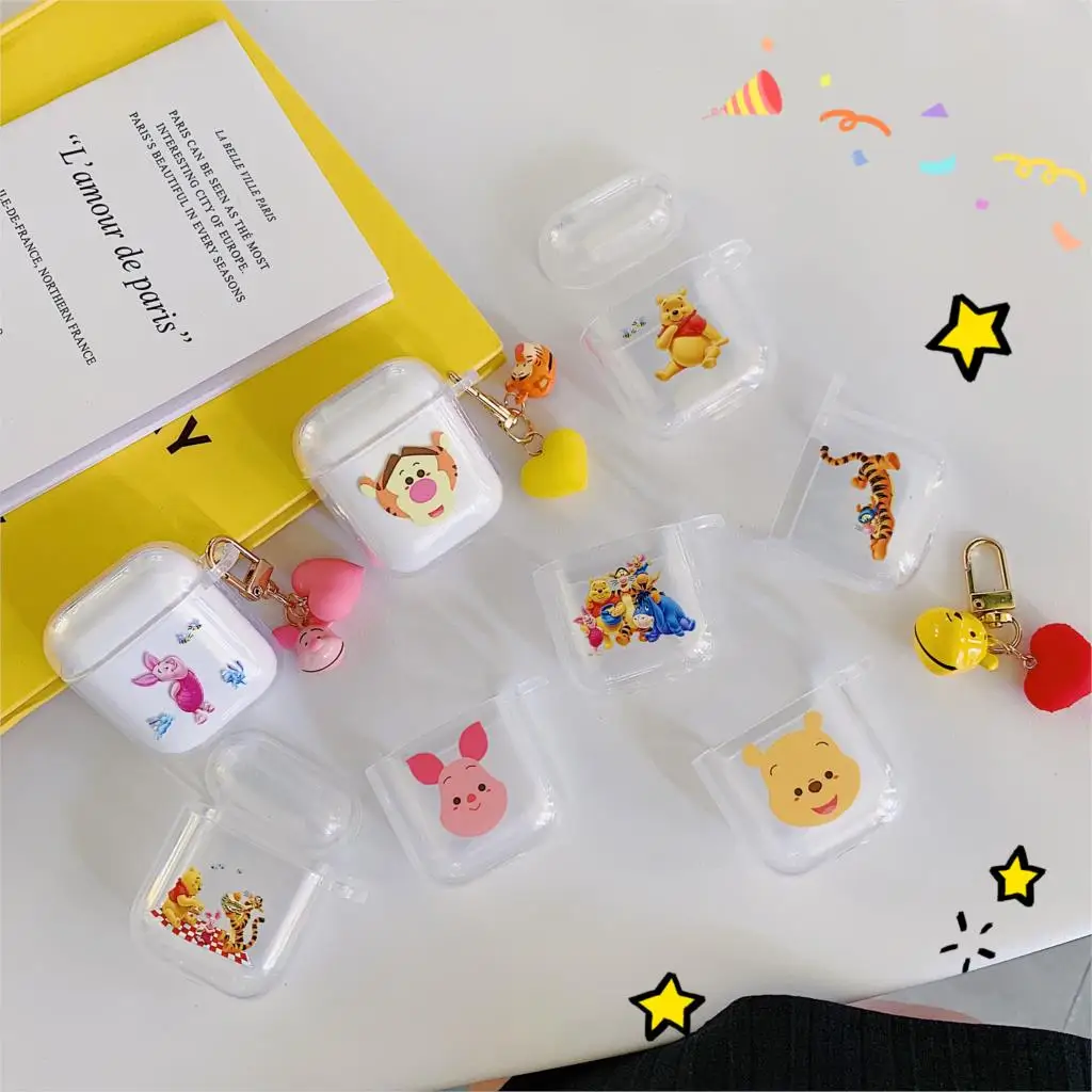 

Cartoon transparent Winnie Pooh for airpods protective cover Bluetooth wireless headset set for airpods tpu soft silicone cover